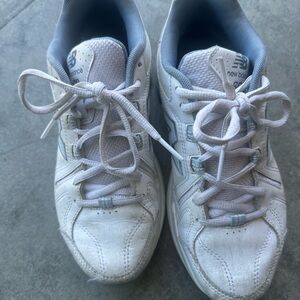 New Balance White and Light Gray Athletic Sneakers